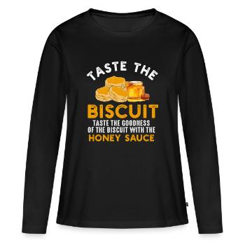 Graphique Glaçage au Miel Biscuit - T-shirt manches longues Premium bio Femme - noir - Devant - Julia (174cm)