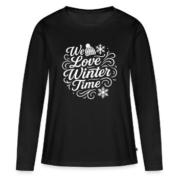 Nous aimons l’hiver - T-shirt manches longues Premium bio Femme - noir - Devant - Julia (174cm)