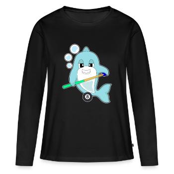 Dolphin Billiard Cue Sport - T-shirt manches longues Premium bio Femme - noir - Devant - Julia (174cm)