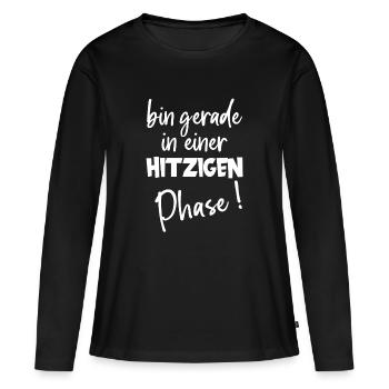 Bouffées de chaleur de phase chaude Humour sur la ménopause - T-shirt manches longues Premium bio Femme - noir - Devant - Julia (174cm)