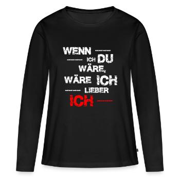 Si j’étais toi... Drôle de proverbe - T-shirt manches longues Premium bio Femme - noir - Devant - Julia (174cm)