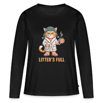 Rôti du matin - T-shirt manches longues Premium bio Femme - noir - Devant - Julia (174cm)