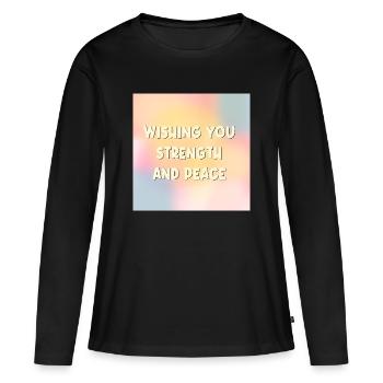 Wishing Strength Peace - Women's Premium Organic Long Sleeve Shirt - black - Front - Julia (174cm)