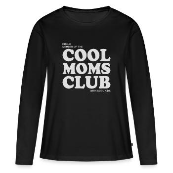 Cool Moms Club - with cool Kids - Frauen Premium Bio Langarmshirt - Schwarz - Vorne - Julia (174cm)