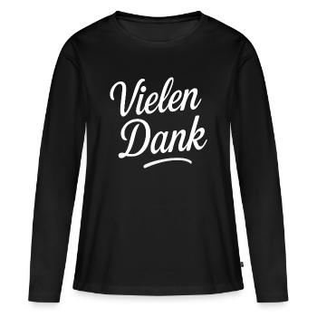 Merci beaucoup pour le lettrage - T-shirt manches longues Premium bio Femme - noir - Devant - Julia (174cm)