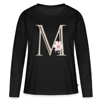 Monogramme floral M - T-shirt manches longues Premium bio Femme - noir - Devant - Julia (174cm)