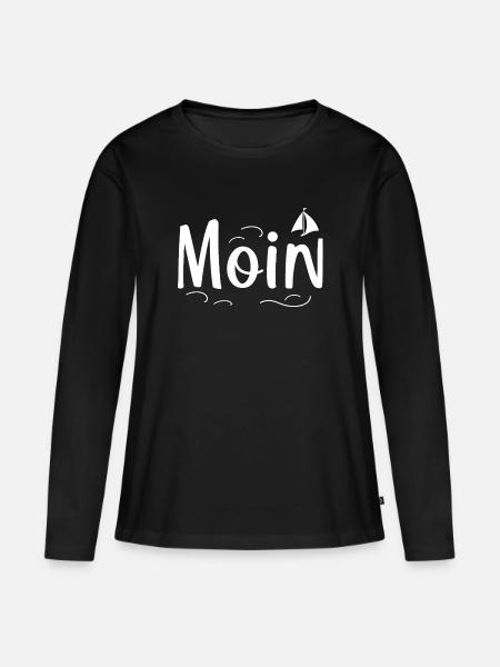 Moin Wellendesign - Frauen Premium Bio Langarmshirt - Schwarz