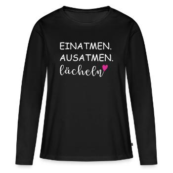 Inspire, expire, sourire, expressions - T-shirt manches longues Premium bio Femme - noir - Devant - Julia (174cm)