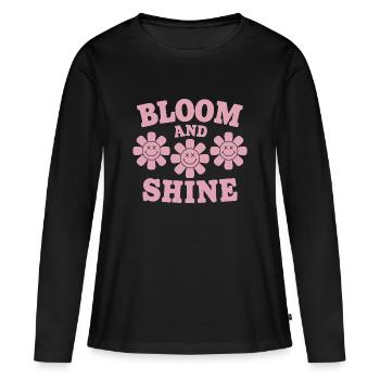 Fleurir et briller Joyeuse florale - T-shirt manches longues Premium bio Femme - noir - Devant - Julia (174cm)