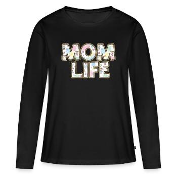 Mom Life Pastellherzen Scribble - Frauen Premium Bio Langarmshirt - Schwarz - Vorne - Julia (174cm)
