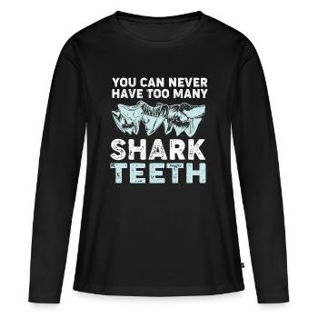 Dents de requin Dents de requin Dents de requin - T-shirt manches longues Premium bio Femme - noir - Devant - Julia (174cm)