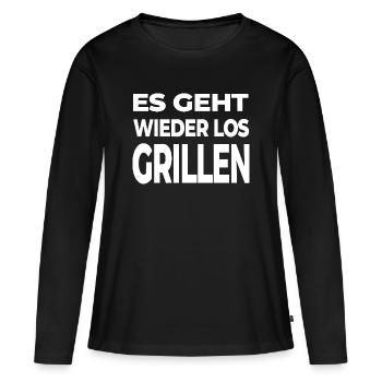 Griller - T-shirt manches longues Premium bio Femme - noir - Devant - Julia (174cm)