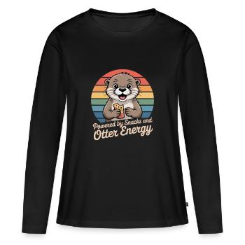 Humour de la loutre sur les snacks - T-shirt manches longues Premium bio Femme - noir - Devant - Julia (174cm)