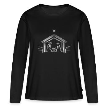 Nativité étoilée. - T-shirt manches longues Premium bio Femme - noir - Devant - Julia (174cm)