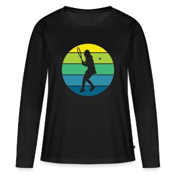 Tennis - Frauen Premium Bio Langarmshirt - Schwarz - Vorne - Julia (174cm)