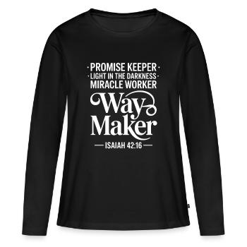 Faiseur de Voie, Gardien de la Promesse Isa 42:16 - T-shirt manches longues Premium bio Femme - noir - Devant - Julia (174cm)