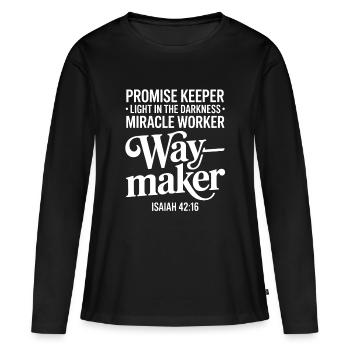 Vers de la Promesse du Faiseur de Chemins - T-shirt manches longues Premium bio Femme - noir - Devant - Julia (174cm)
