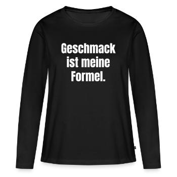 Geschmack ist meine Formel - Frauen Premium Bio Langarmshirt - Schwarz - Vorne - Julia (174cm)