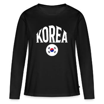Corée - T-shirt manches longues Premium bio Femme - noir - Devant - Julia (174cm)