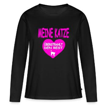 félin - T-shirt manches longues Premium bio Femme - noir - Devant - Julia (174cm)