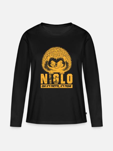 NIGLO - hedgehog, whoever rubs against it gets pricked - Women's Premium Organic Long Sleeve Shirt - black