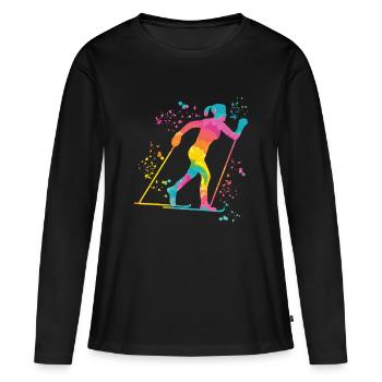Ski de fond Ski de fond - T-shirt manches longues Premium bio Femme - noir - Devant - Julia (174cm)