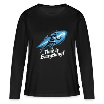 Le temps est tout, coureur - T-shirt manches longues Premium bio Femme - noir - Devant - Julia (174cm)