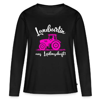 Fermier passionné Dictons agricoles - T-shirt manches longues Premium bio Femme - noir - Devant - Julia (174cm)