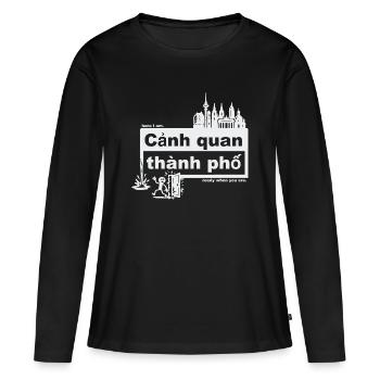Paysage urbain - Vietnamien - prêt quand vous voulez - T-shirt manches longues Premium bio Femme - noir - Devant - Julia (174cm)