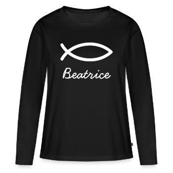 Béatrice prénom de famille avec B baptême de jeune fille - T-shirt manches longues Premium bio Femme - noir - Devant - Julia (174cm)