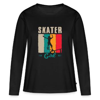Skater Girl Skateboard Skateboarder Sayings - Women's Premium Organic Long Sleeve Shirt - black - Front - Julia (174cm)