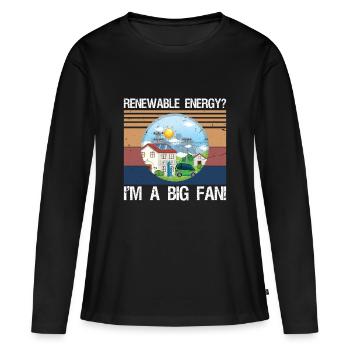 Énergie renouvelable ? Je suis un grand fan ! - T-shirt manches longues Premium bio Femme - noir - Devant - Julia (174cm)