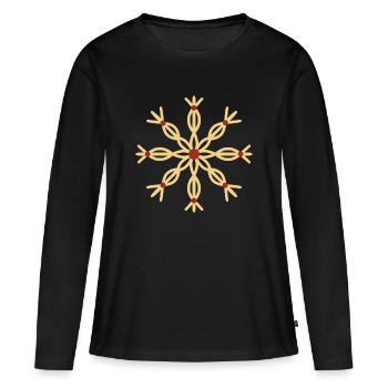 Strohstern-Ornament - Frauen Premium Bio Langarmshirt - Schwarz - Vorne - Julia (174cm)