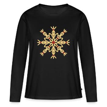 Strohstern-Ornament - Frauen Premium Bio Langarmshirt - Schwarz - Vorne - Julia (174cm)