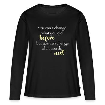 Changement ensuite - T-shirt manches longues Premium bio Femme - noir - Devant - Julia (174cm)
