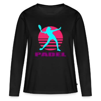 Padel - Frauen Premium Bio Langarmshirt - Schwarz - Vorne - Julia (174cm)