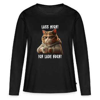 Grumpy Katze mit Kaffee Hoodie Morgenmuffel - T-shirt manches longues Premium bio Femme - noir - Devant - Julia (174cm)