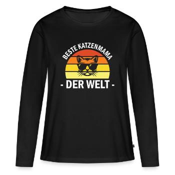 Cat Mom Gifts Cat Mom Cat Lover - Women's Premium Organic Long Sleeve Shirt - black - Front - Julia (174cm)