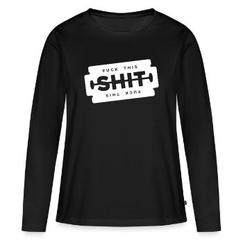 Merde cette lame de rasage - T-shirt manches longues Premium bio Femme - noir - Devant - Julia (174cm)