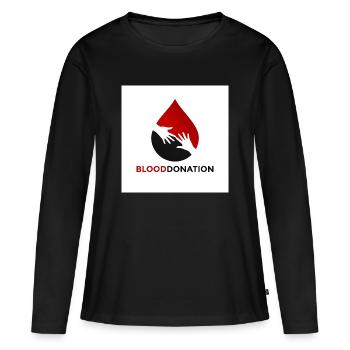 Emblem der Blutspendehände - Frauen Premium Bio Langarmshirt - Schwarz - Vorne - Julia (174cm)