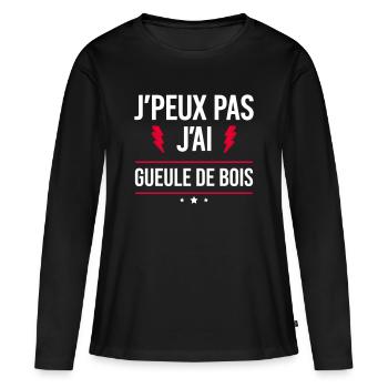 J’peux pas j’ai gueule de bois Humour Apéro - T-shirt manches longues Premium bio Femme - noir - Devant - Julia (174cm)