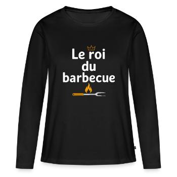 Roi du Barbecue - T-shirt manches longues Premium bio Femme - noir - Devant - Julia (174cm)