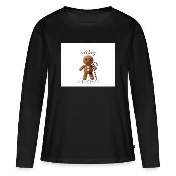 Lebkuchenmann mit Zuckerstange - Frauen Premium Bio Langarmshirt - Schwarz - Vorne - Julia (174cm)