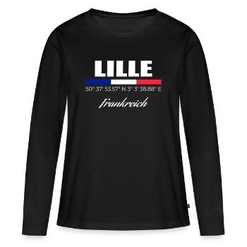 Lille - T-shirt manches longues Premium bio Femme - noir - Devant - Julia (174cm)