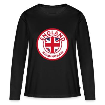 Insigne Union Jack de Birmingham - T-shirt manches longues Premium bio Femme - noir - Devant - Julia (174cm)