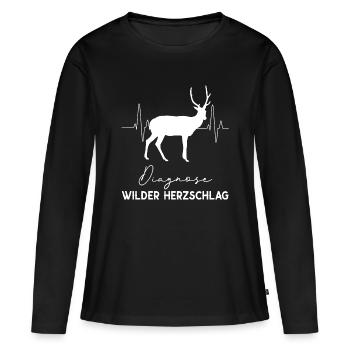 Chasseuse Chasseuse Haute Chasseuse Battement de cœur - T-shirt manches longues Premium bio Femme - noir - Devant - Julia (174cm)