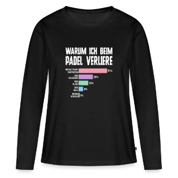 Bad Loser - Humour de padel pour femmes - T-shirt manches longues Premium bio Femme - noir - Devant - Julia (174cm)