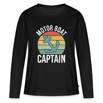 Capitaine de bateau à moteur Moteur de bateau flottant drôle - T-shirt manches longues Premium bio Femme - noir - Devant - Julia (174cm)