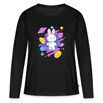 Galactic Rabbit in the Nebula - Women's Premium Organic Long Sleeve Shirt - black - Front - Julia (174cm)