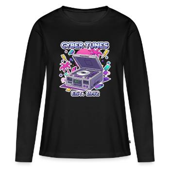 Cyber Tunes 1992 – Conception de lecteur CD rétro - T-shirt manches longues Premium bio Femme - noir - Devant - Julia (174cm)